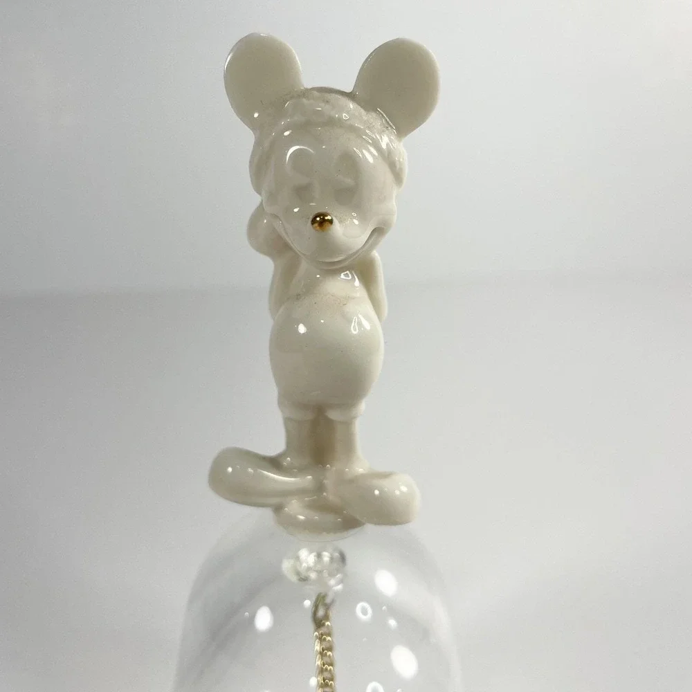 Disney Lenox 1997 Mickey Mouse Clear Etched Bell Stocking Cap Hat with Gift